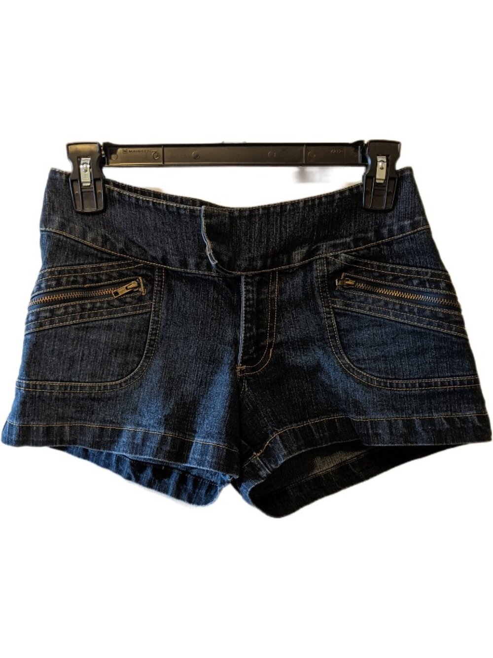 Vintage Y2K Low Rise Denim Shorts Sz 3 Blue Zipper Detail Jean Grunge Summer